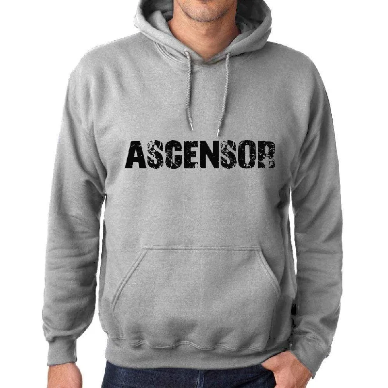 Unisex Printed Graphic Cotton Hoodie Popular Words ASCENSOR Grey Marl