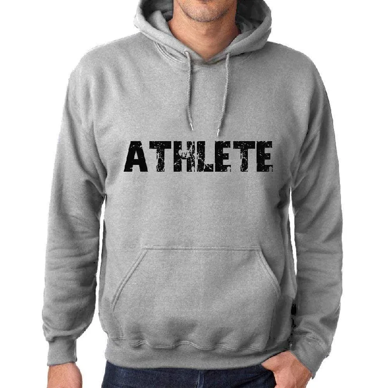 Unisex Printed Graphic Cotton Hoodie Popular Words ATHLETE Grey Marl