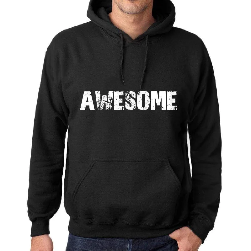 Men's Women's Unisex Printed Graphic Cotton Hoodie Soft Heavyweight Hooded Sweatshirt Pullover Popular Words AWESOME Deep Black