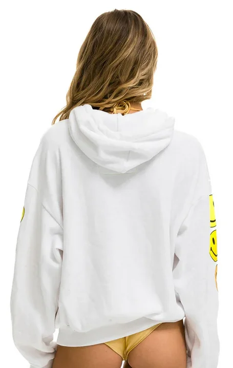 Aviator Nation Smiley Sunset Pullover Hoodie Relaxed White