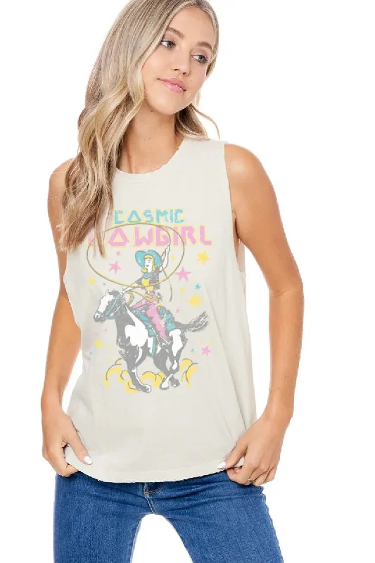 COSMIC COWGIRL STAR TANK, BONE