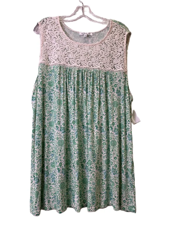 Cream & Green Top Sleeveless By Rose And Olive, Size: 3x