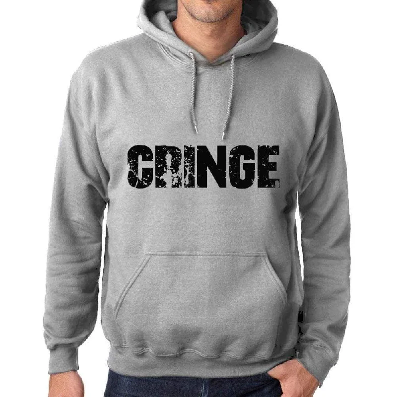 Unisex Printed Graphic Cotton Hoodie Popular Words CRINGE Grey Marl