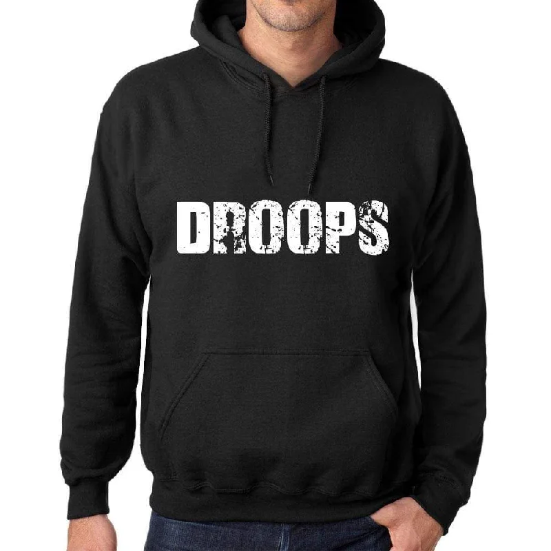 Men's Women's Unisex Printed Graphic Cotton Hoodie Soft Heavyweight Hooded Sweatshirt Pullover Popular Words DROOPS Deep Black