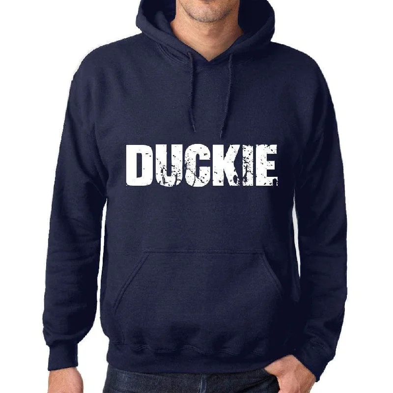 Unisex Printed Graphic Cotton Hoodie Popular Words DUCKIE French Navy