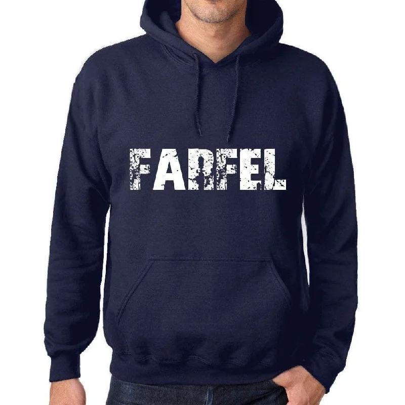 Unisex Printed Graphic Cotton Hoodie Popular Words FARFEL French Navy