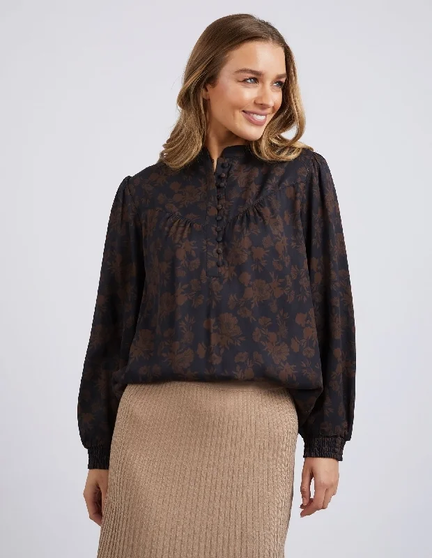 Foxwood Belladonna Floral Top Black