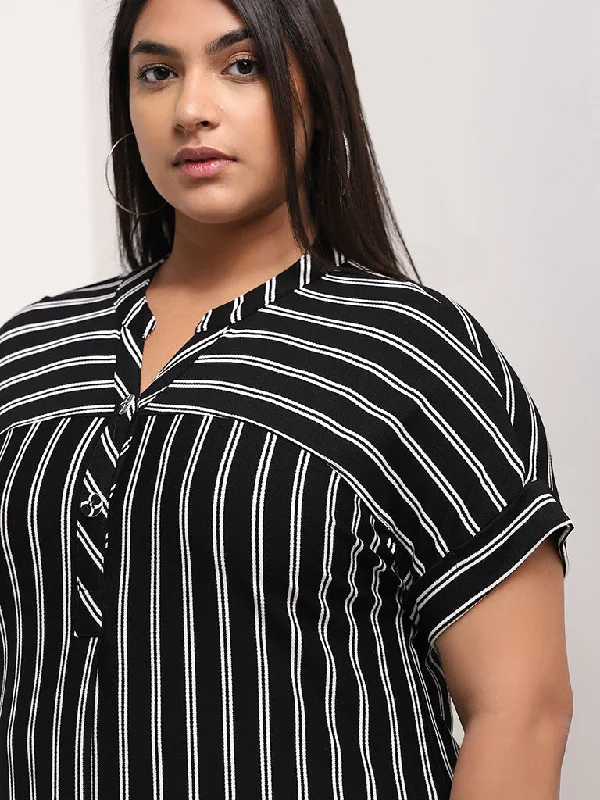 Gia Black Striped Blouse