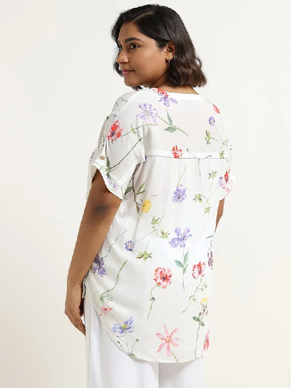 Gia White Floral Printed Top