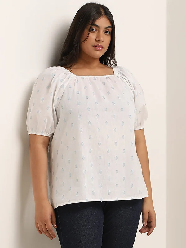 Gia White Printed Cotton Top