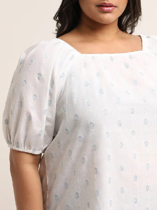 Gia White Printed Cotton Top