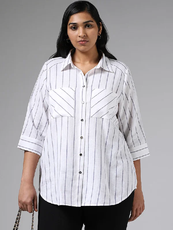 Gia White Striped Shirt