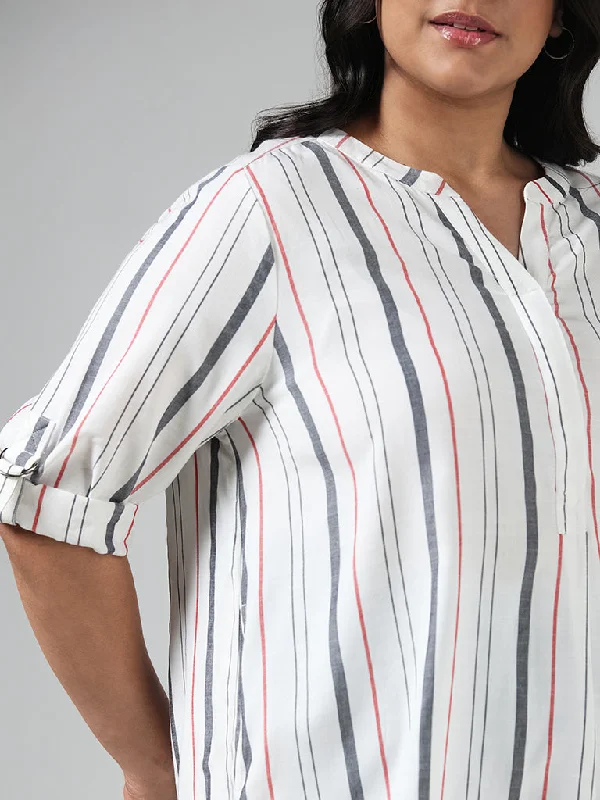 Gia White Striped Top