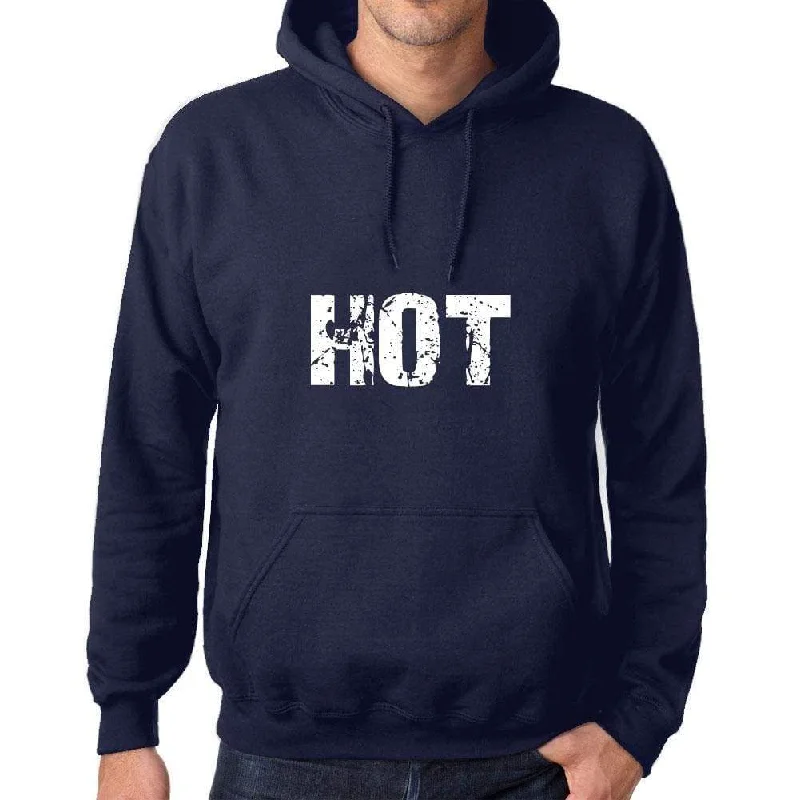 Unisex Printed Graphic Cotton Hoodie Popular Words HOT French Navy