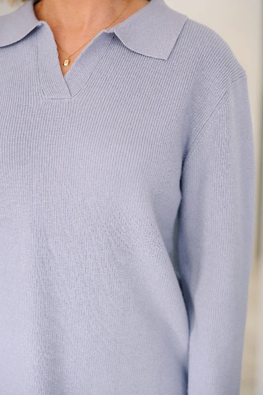 Just An Act Pale Blue Collared Sweater