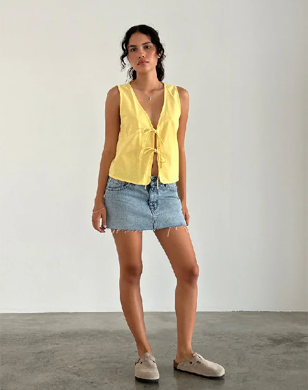 Kayve Tie Front Top in Lemonade