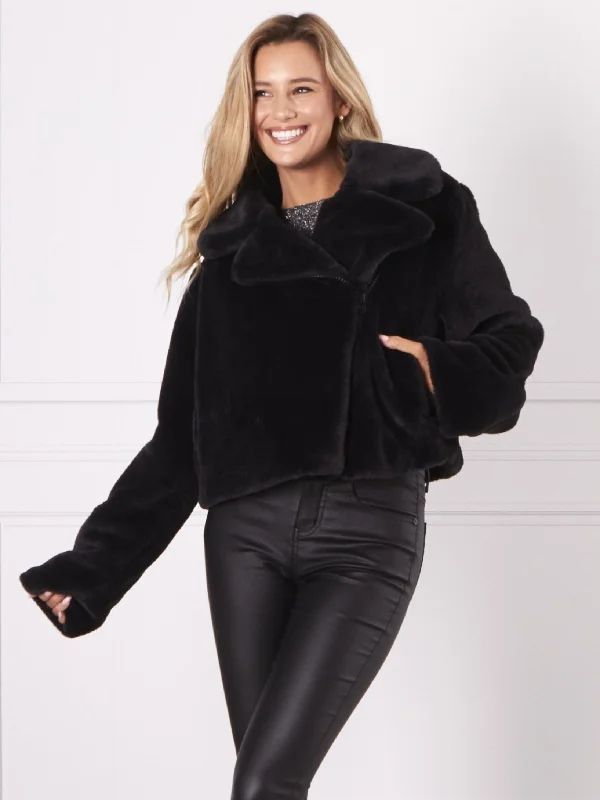 Leoni Heidi Deluxe Faux Fur Jacket Black