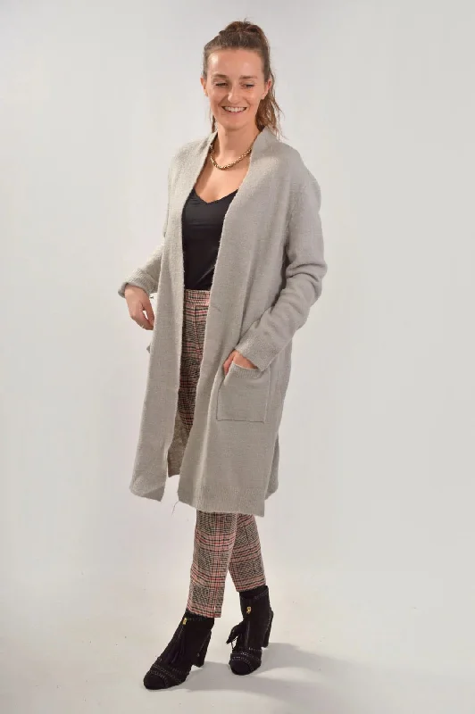 Long Open Front Pocket Cardigan