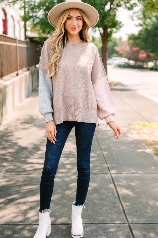 Looking Good Gray Mocha Colorblock Sweater