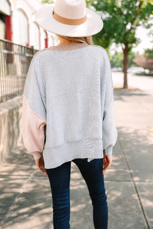 Looking Good Gray Mocha Colorblock Sweater