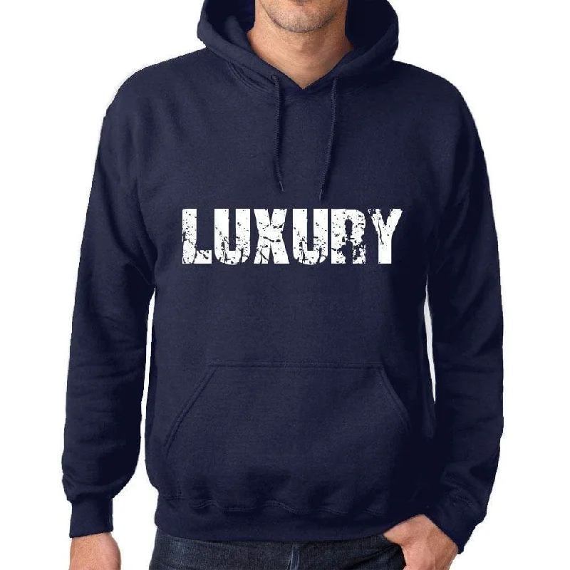 Unisex Printed Graphic Cotton Hoodie Popular Words LUXURY French Navy