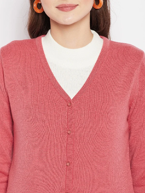 MADAME Coral Cashmere Solid Cardigan