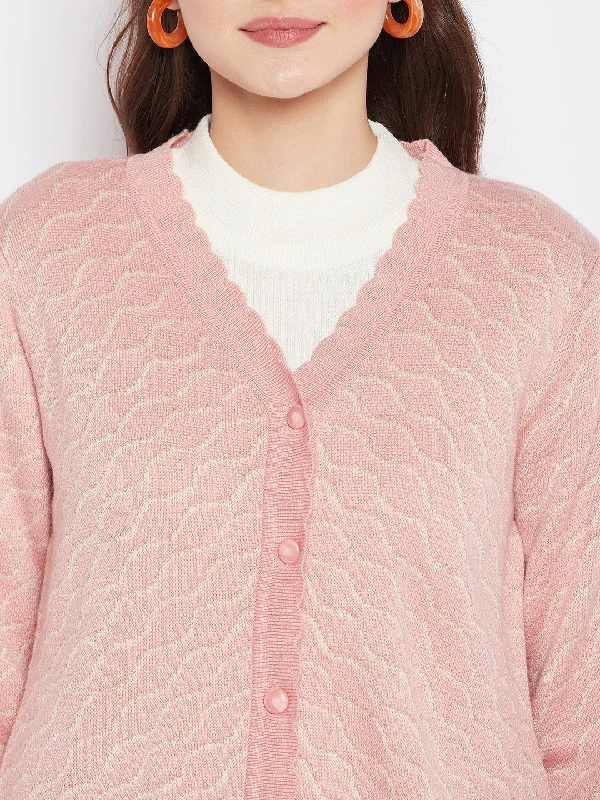 MADAME Peach Cashmere Solid Cardigan