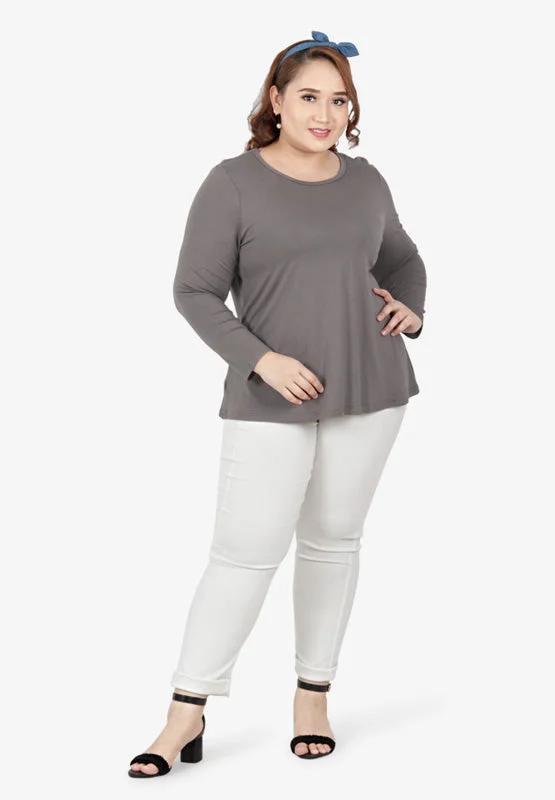 Bambi Plus Size Long Sleeve Bra Top - Moss Grey