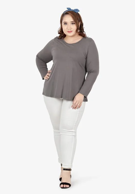 Bambi Plus Size Long Sleeve Bra Top - Moss Grey