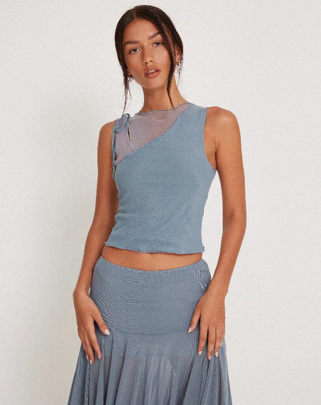 Moni Vest in Blue Grey Mesh