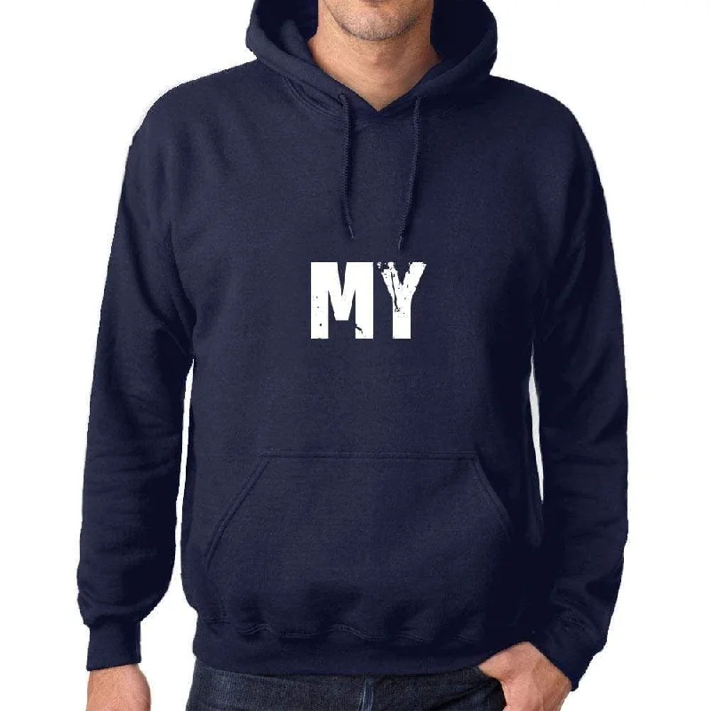 Unisex Printed Graphic Cotton Hoodie Popular Words MY French Navy