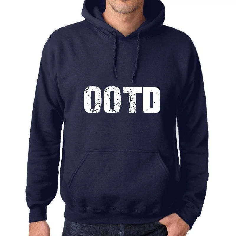 Unisex Printed Graphic Cotton Hoodie Popular Words OOTD French Navy