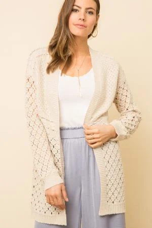 Open Crochet Bubble Sleeve Cardigan