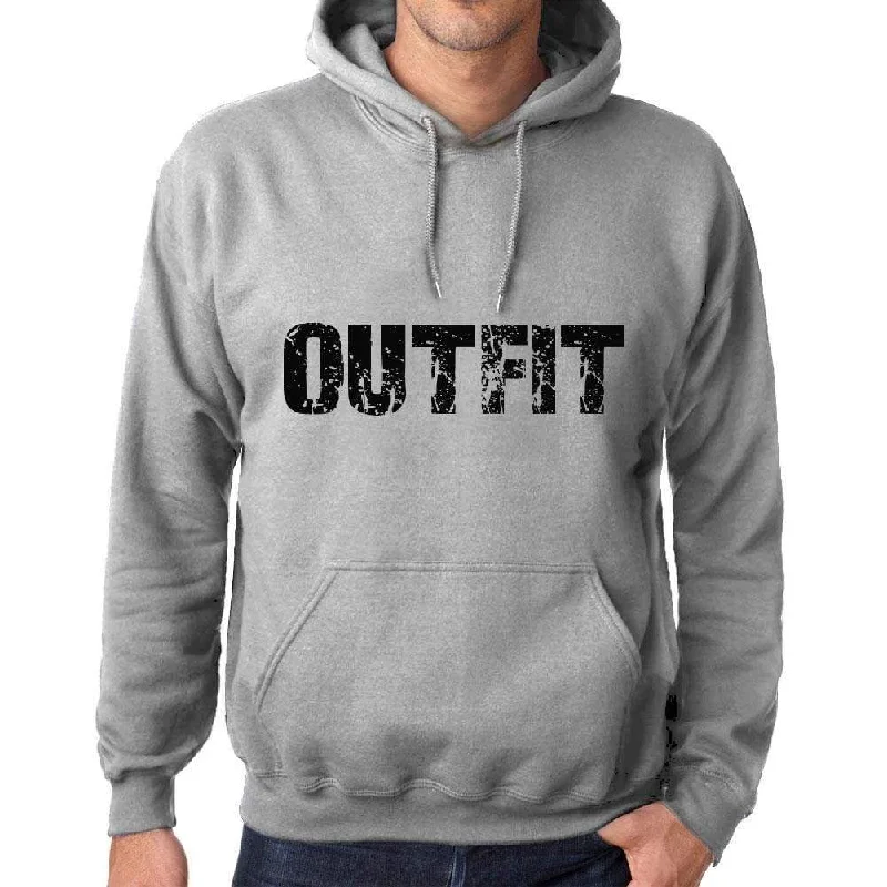 Unisex Printed Graphic Cotton Hoodie Popular Words OUTFIT Grey Marl