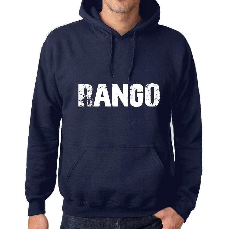 Unisex Printed Graphic Cotton Hoodie Popular Words RANGO French Navy