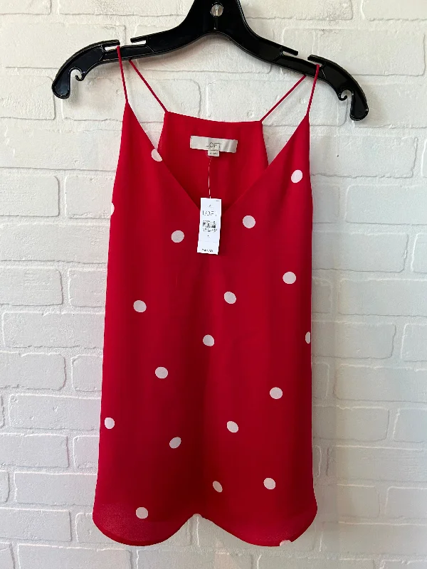 Red & White Top Sleeveless Loft, Size M