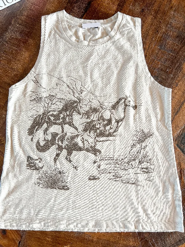 RUNNING FREE DESERT HORSES TANK, BONE