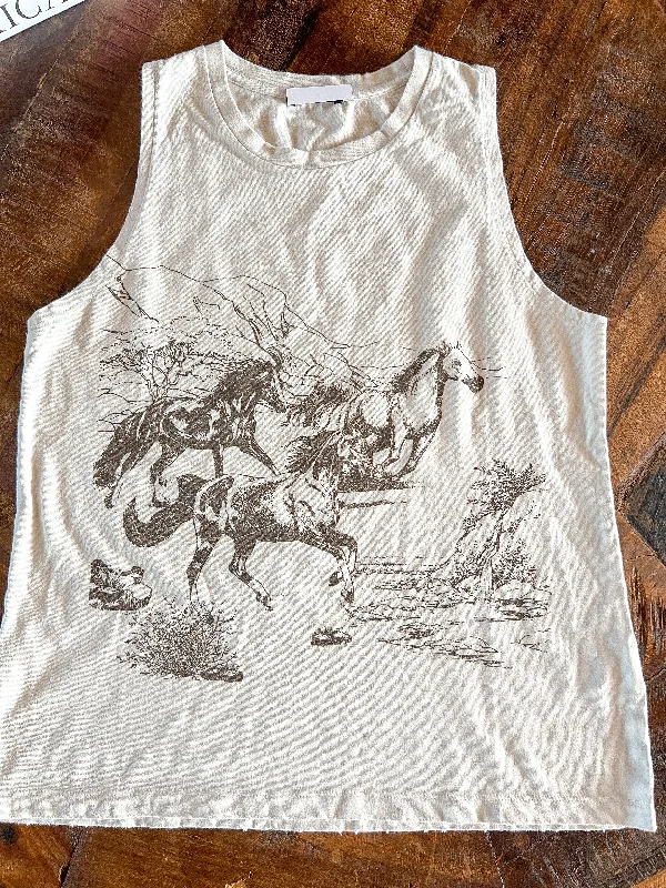 RUNNING FREE DESERT HORSES TANK, BONE