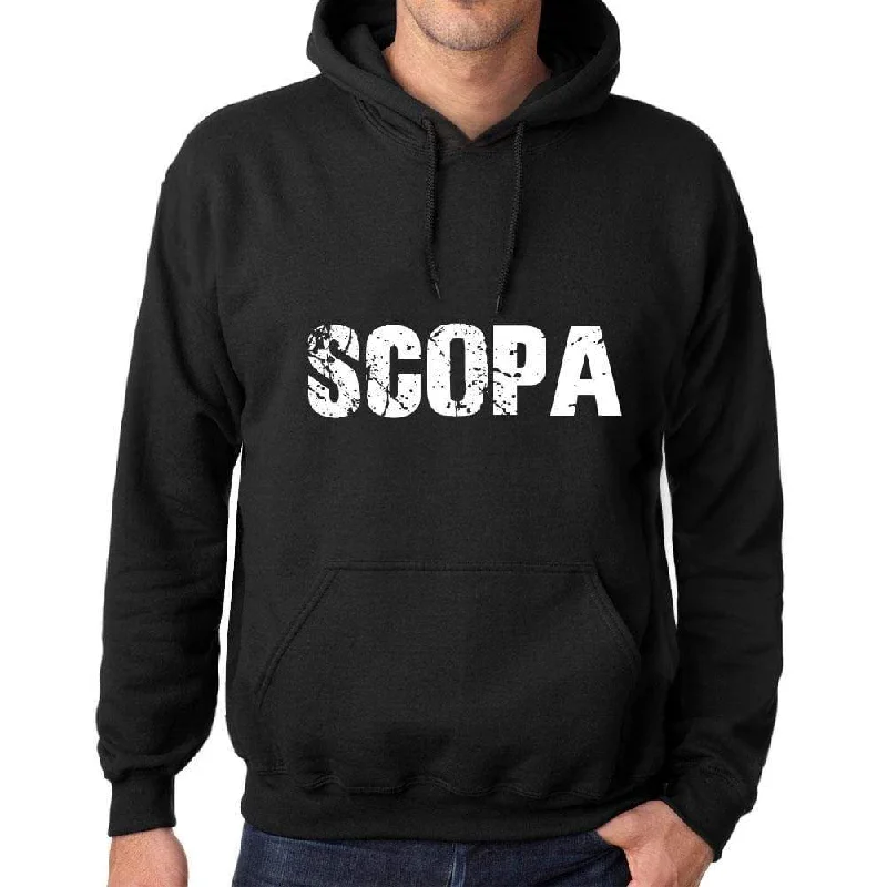 Men's Women's Unisex Printed Graphic Cotton Hoodie Soft Heavyweight Hooded Sweatshirt Pullover Popular Words SCOPA Deep Black