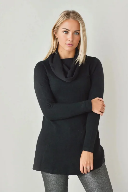 Silky Cowl Neck Tunic Jumper