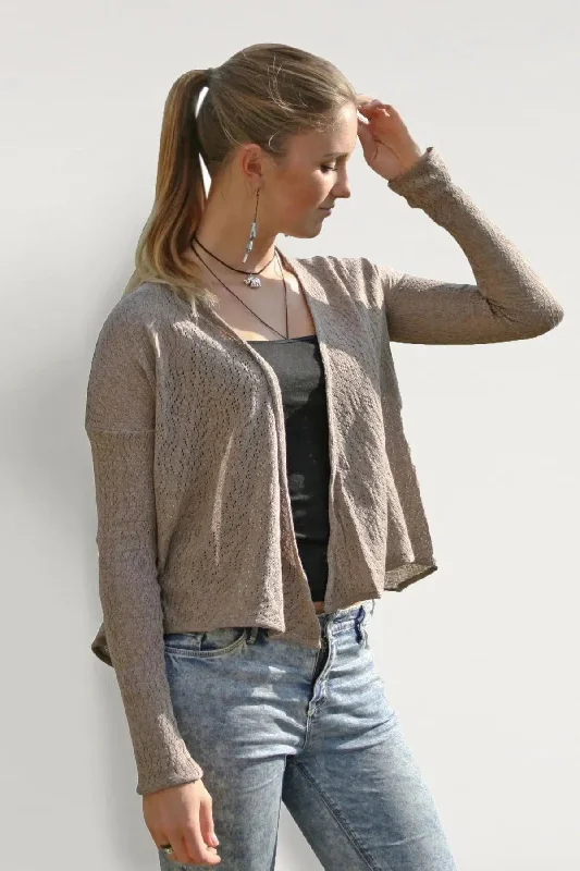 Pointelle Open Front Cardigan