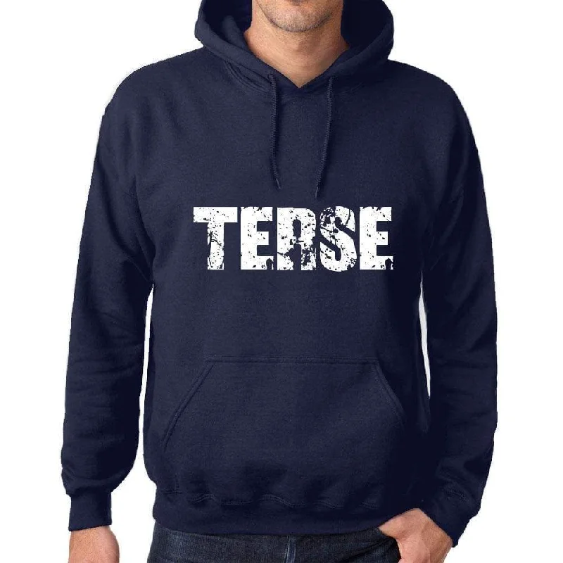 Unisex Printed Graphic Cotton Hoodie Popular Words TERSE French Navy