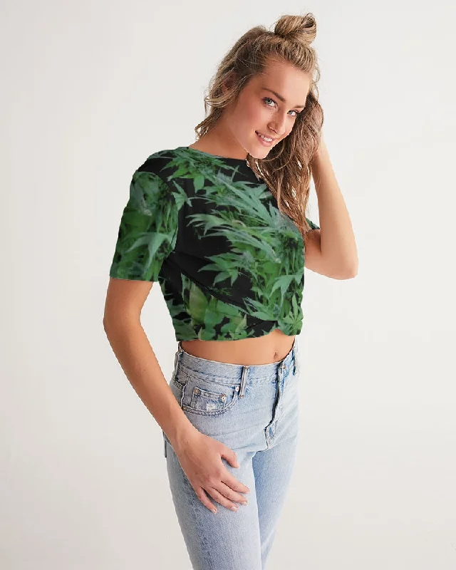 THE BUD - DARKER SHADE Women's Twist-Front Cropped Tee