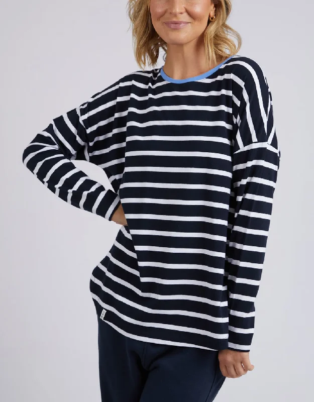 Tully Stripe Long Sleeve Tee - Dark Sapphire/White Stripe