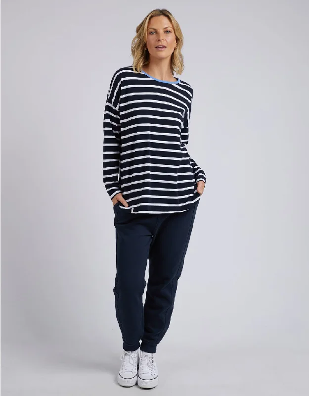 Tully Stripe Long Sleeve Tee - Dark Sapphire/White Stripe