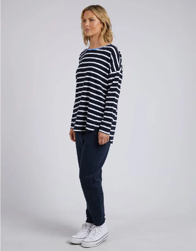 Tully Stripe Long Sleeve Tee - Dark Sapphire/White Stripe