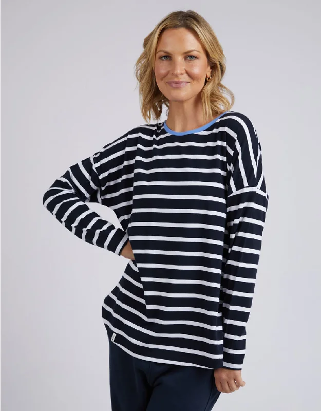 Tully Stripe Long Sleeve Tee - Dark Sapphire/White Stripe