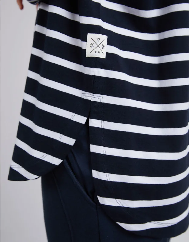 Tully Stripe Long Sleeve Tee - Dark Sapphire/White Stripe