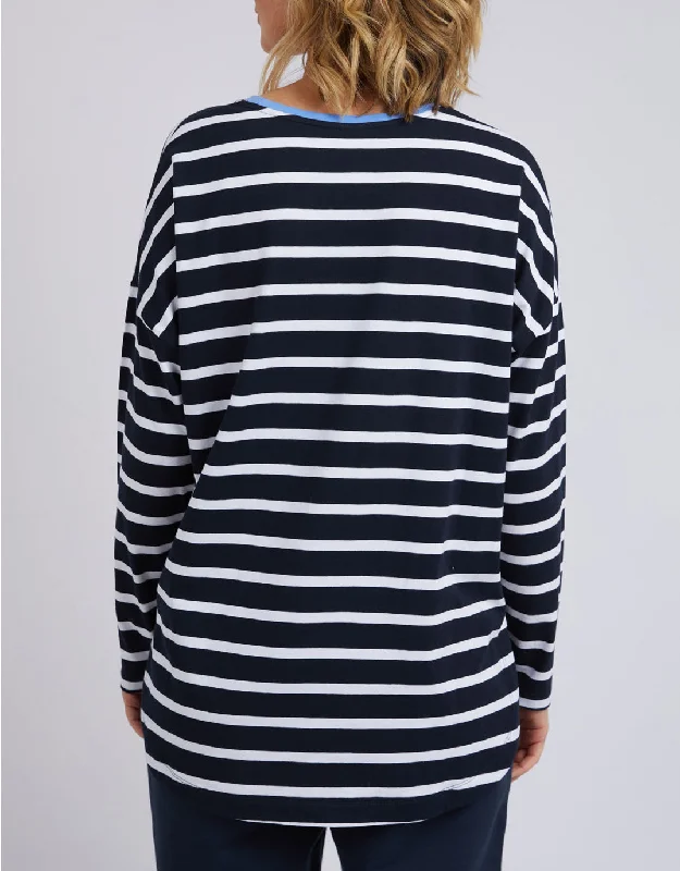 Tully Stripe Long Sleeve Tee - Dark Sapphire/White Stripe