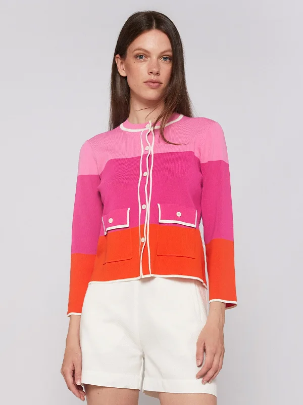 Vilagallo Pink Colorblock Cardigan